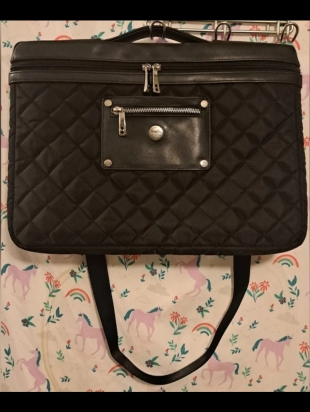 NWOT Knomo Black Quilted Velour Lined Laptop School Work Business Travel Bag